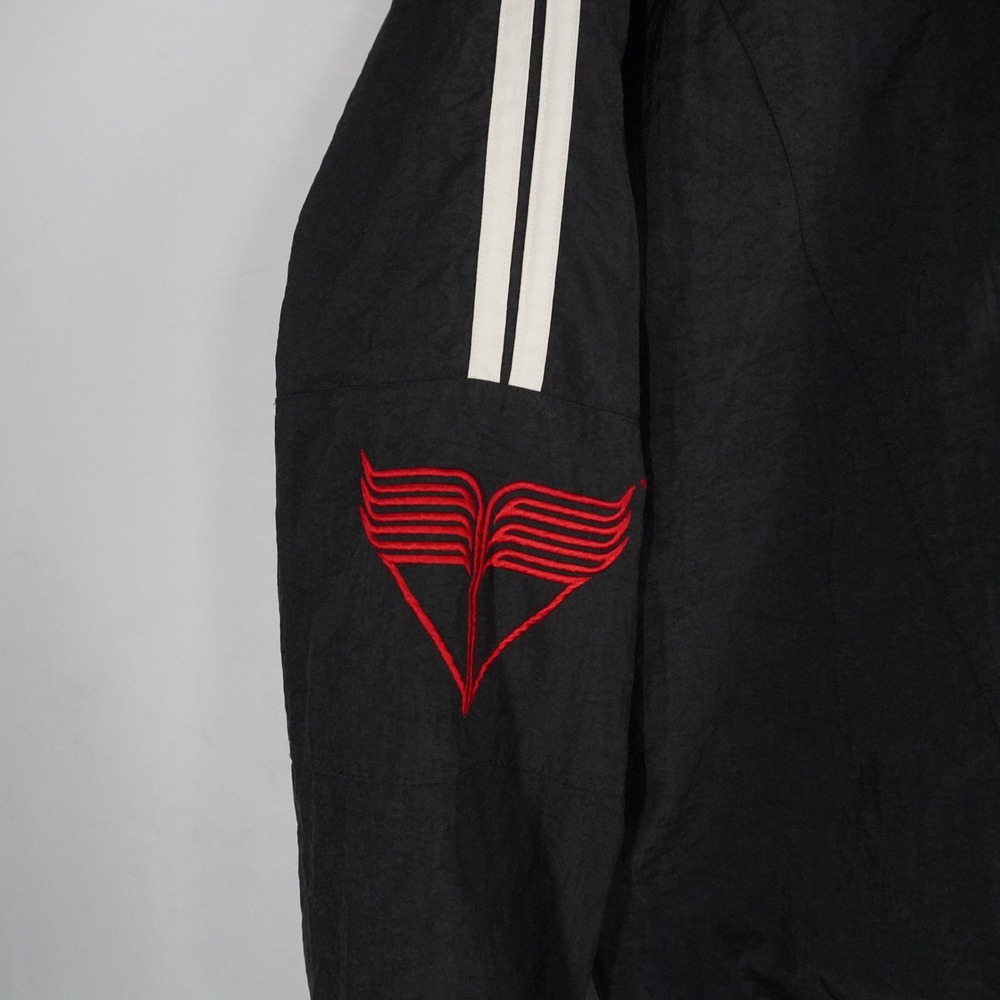 VTG TYR Windbreaker Puffer Jacket Hooded Black White Stripe Zip 90s S Oversized - Picture 8 of 10